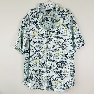 Chaps Go Untucked Blue Hawaiian Shirt Cotton & Modal Blend Breezy Mens Size 2XLT